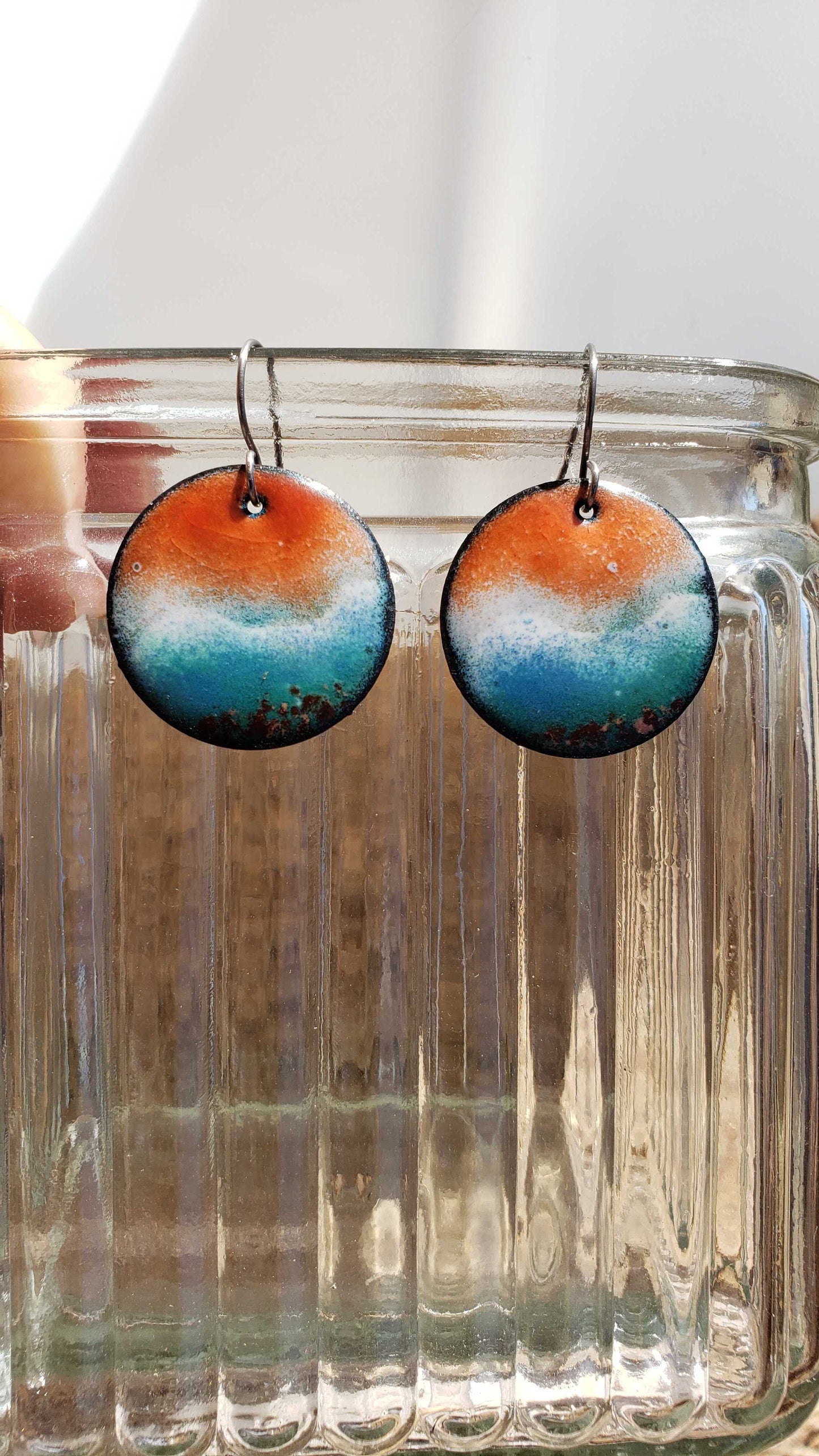Ocean-Inspired Copper Dangle Earrings Beach Sunset Boho Jewelry