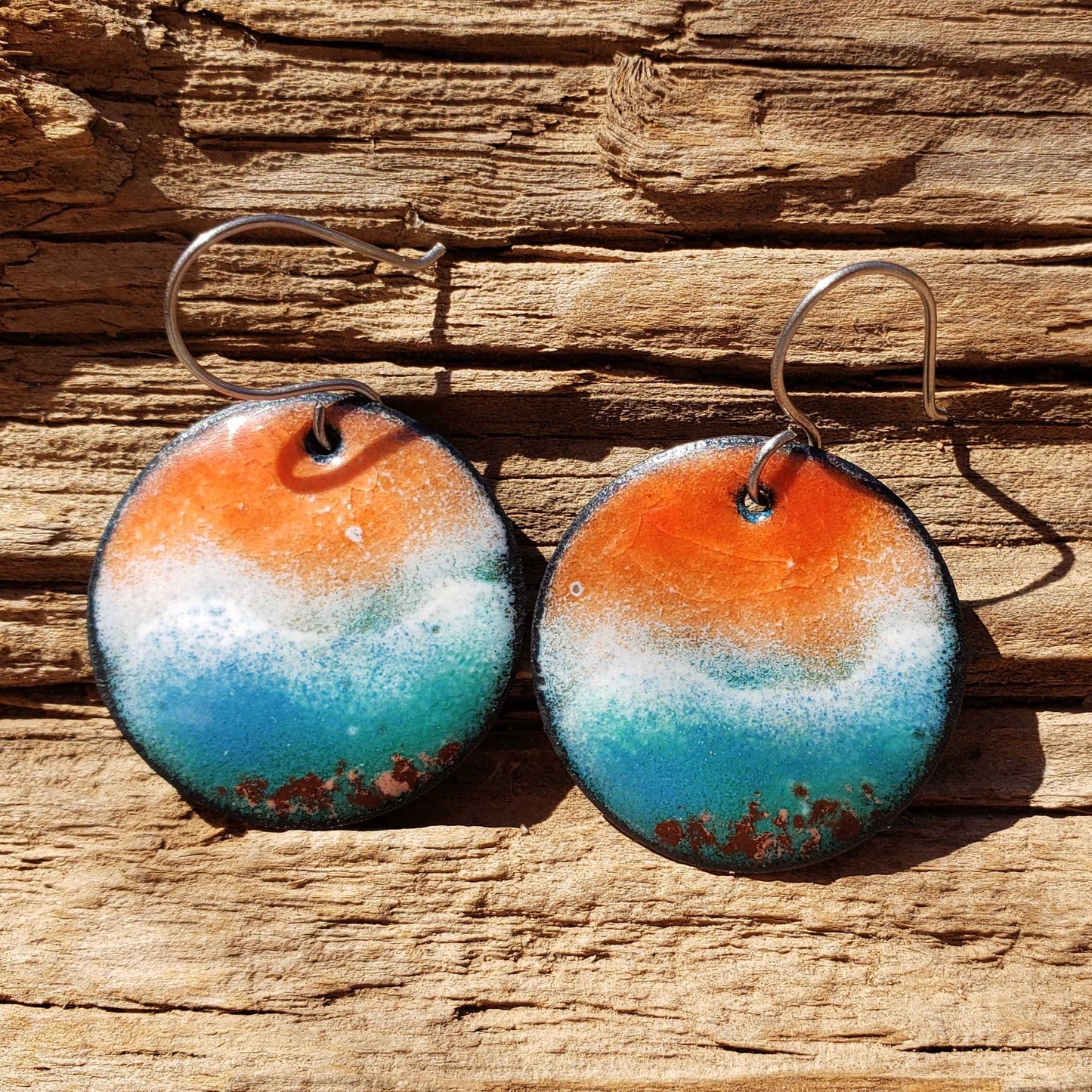Ocean-inspired copper earrings