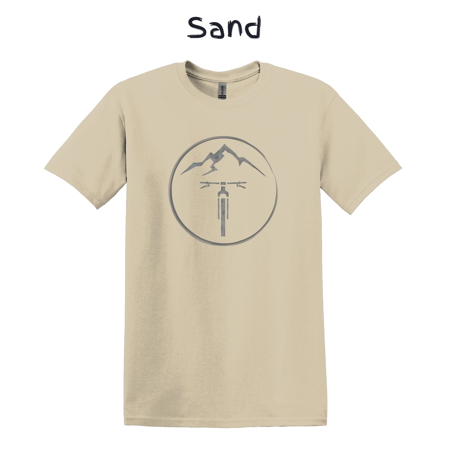Mountain Bike T-Shirt MTB Biking Shirt Adventure Cycling Tee - Bike Facing Front in Circle