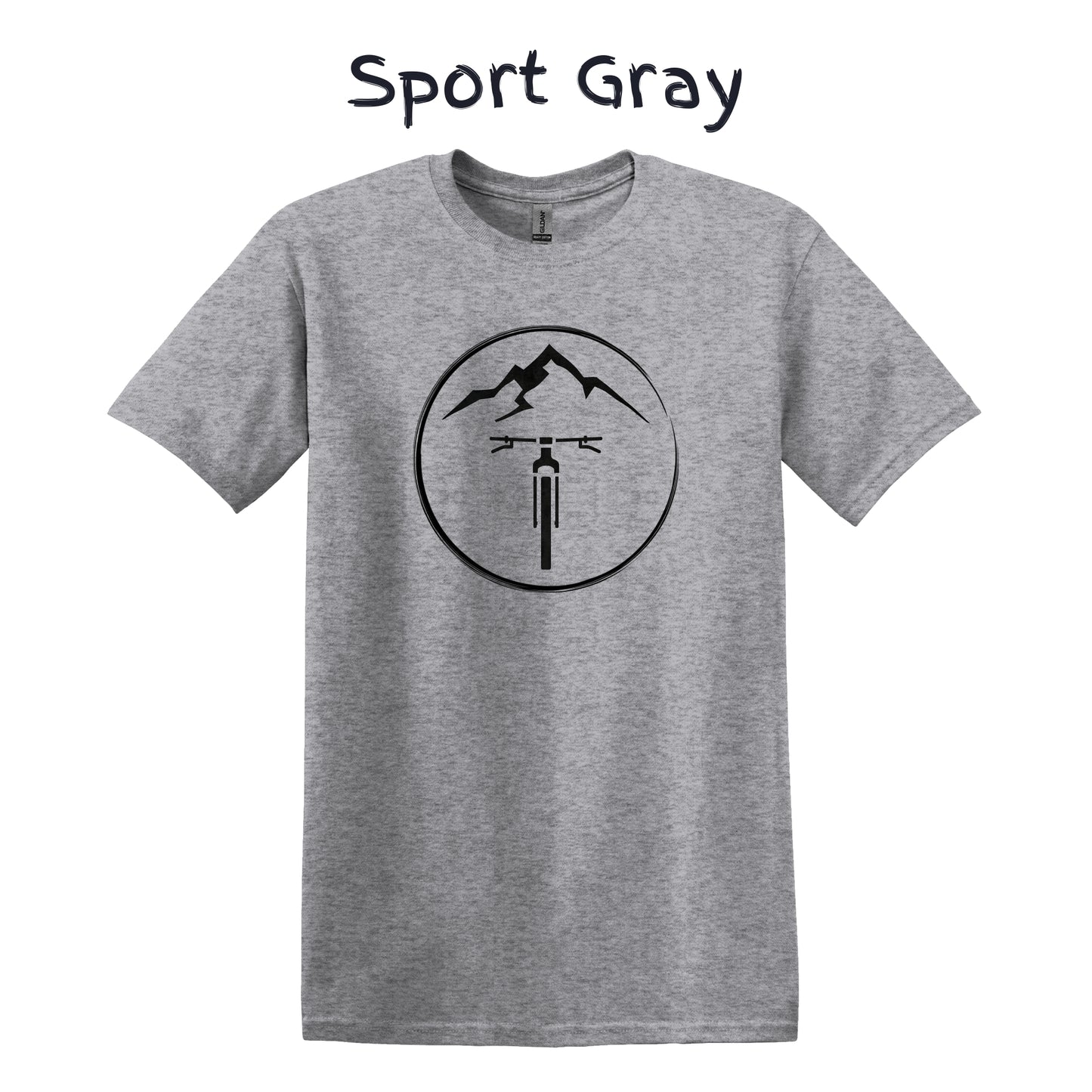 Mountain Bike T-Shirt MTB Biking Shirt Adventure Cycling Tee - Bike Facing Front in Circle