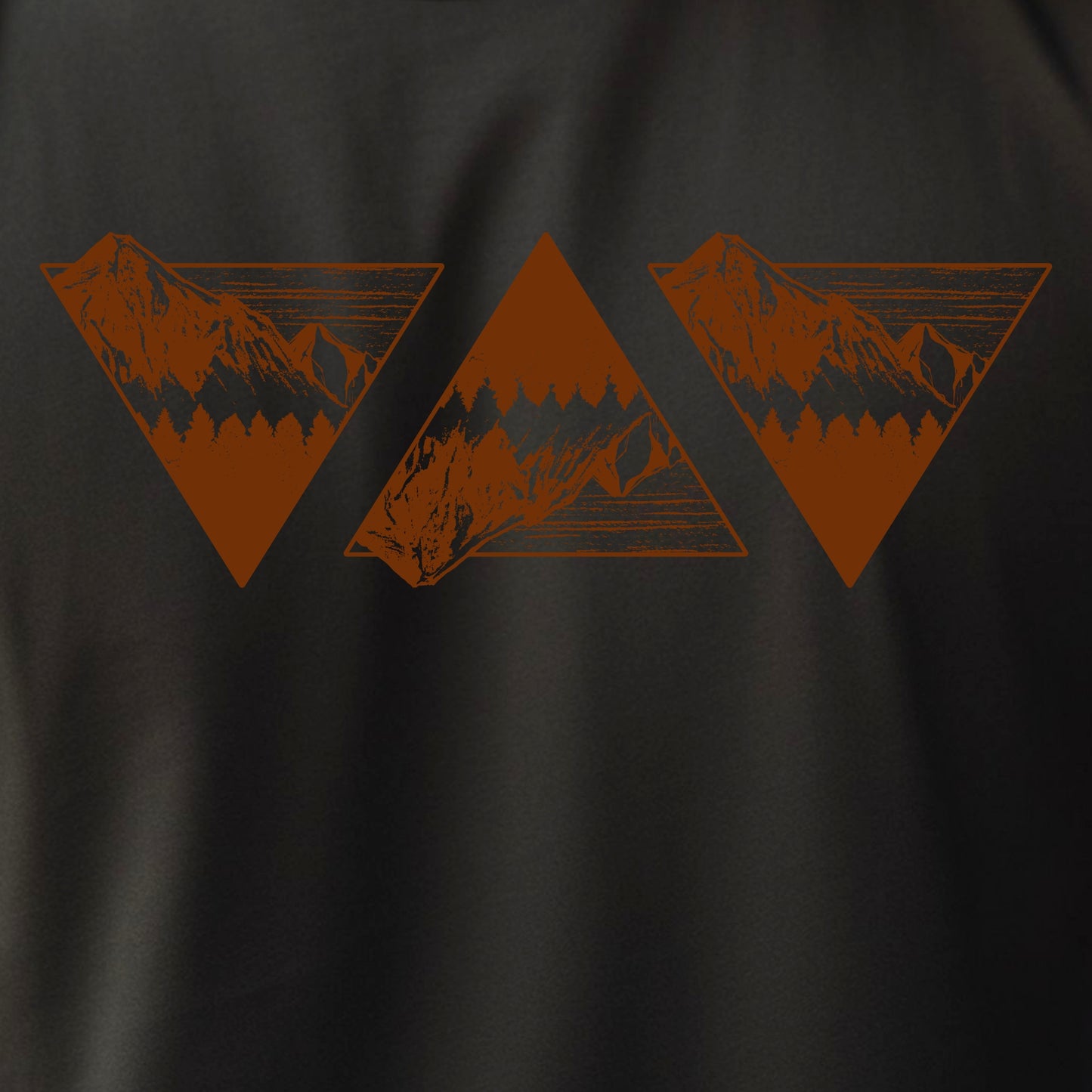 Men's Graphic Tee Mountain Tshirt Outdoorsy Adventure Nature Shirt - 3 Orange Triangles