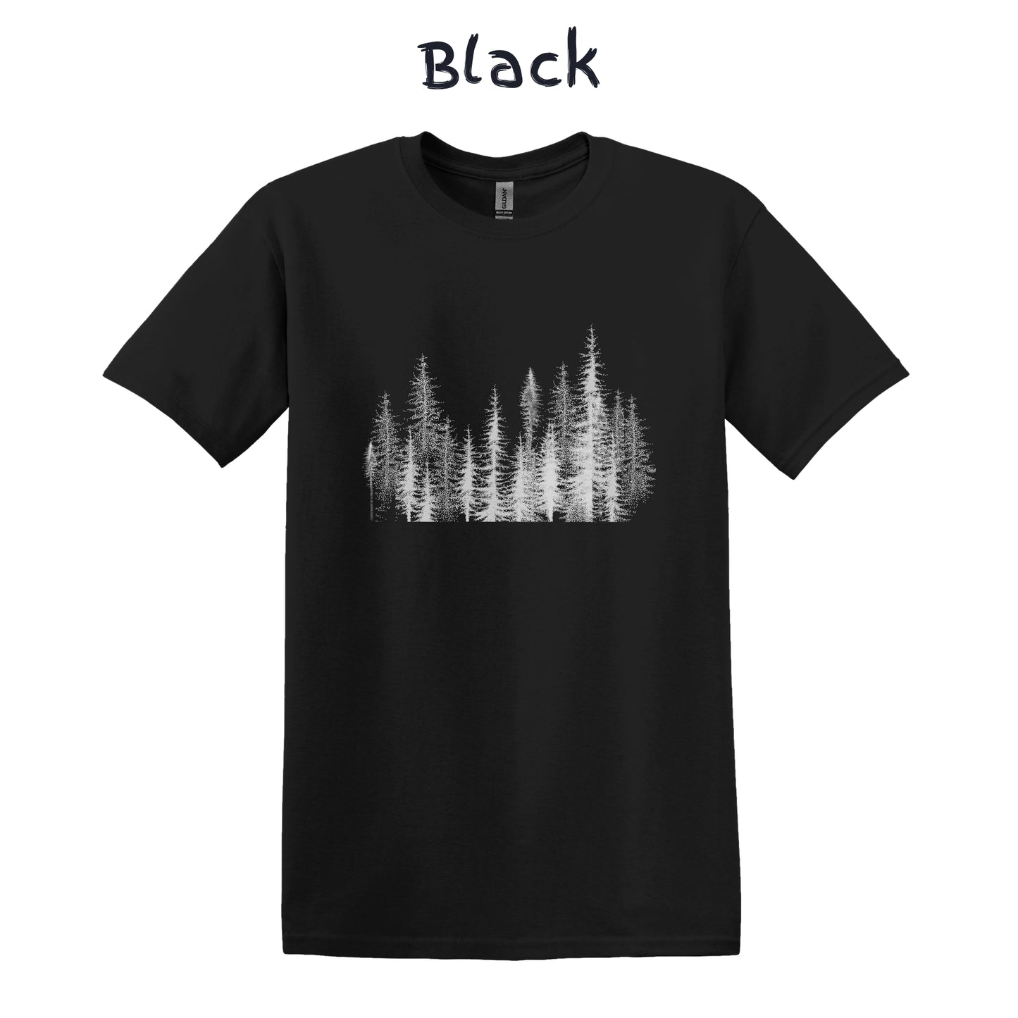 Men's Graphic Tee Pine Tree Line TShirt Hiking Camping Forest Adventure Wear Outdoorsy Nature Lover