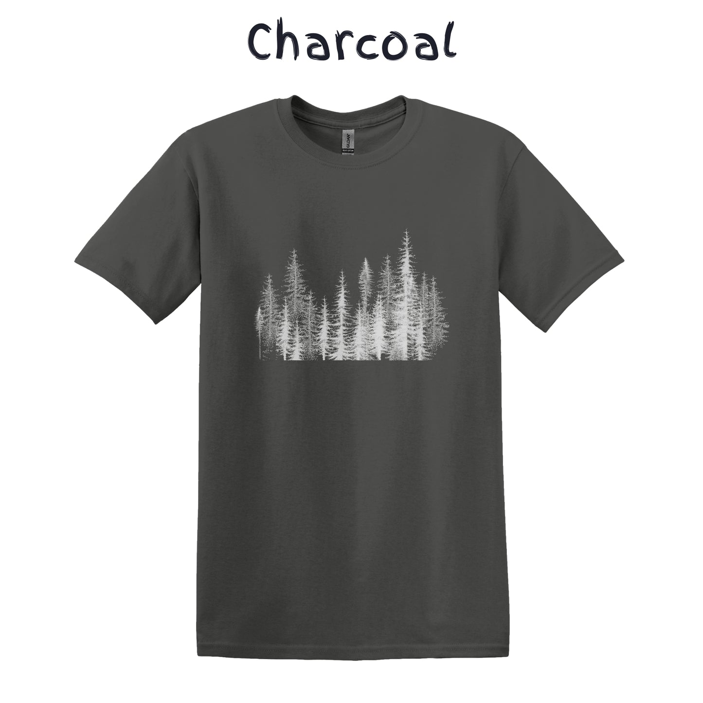 Men's Graphic Tee Pine Tree Line TShirt Hiking Camping Forest Adventure Wear Outdoorsy Nature Lover