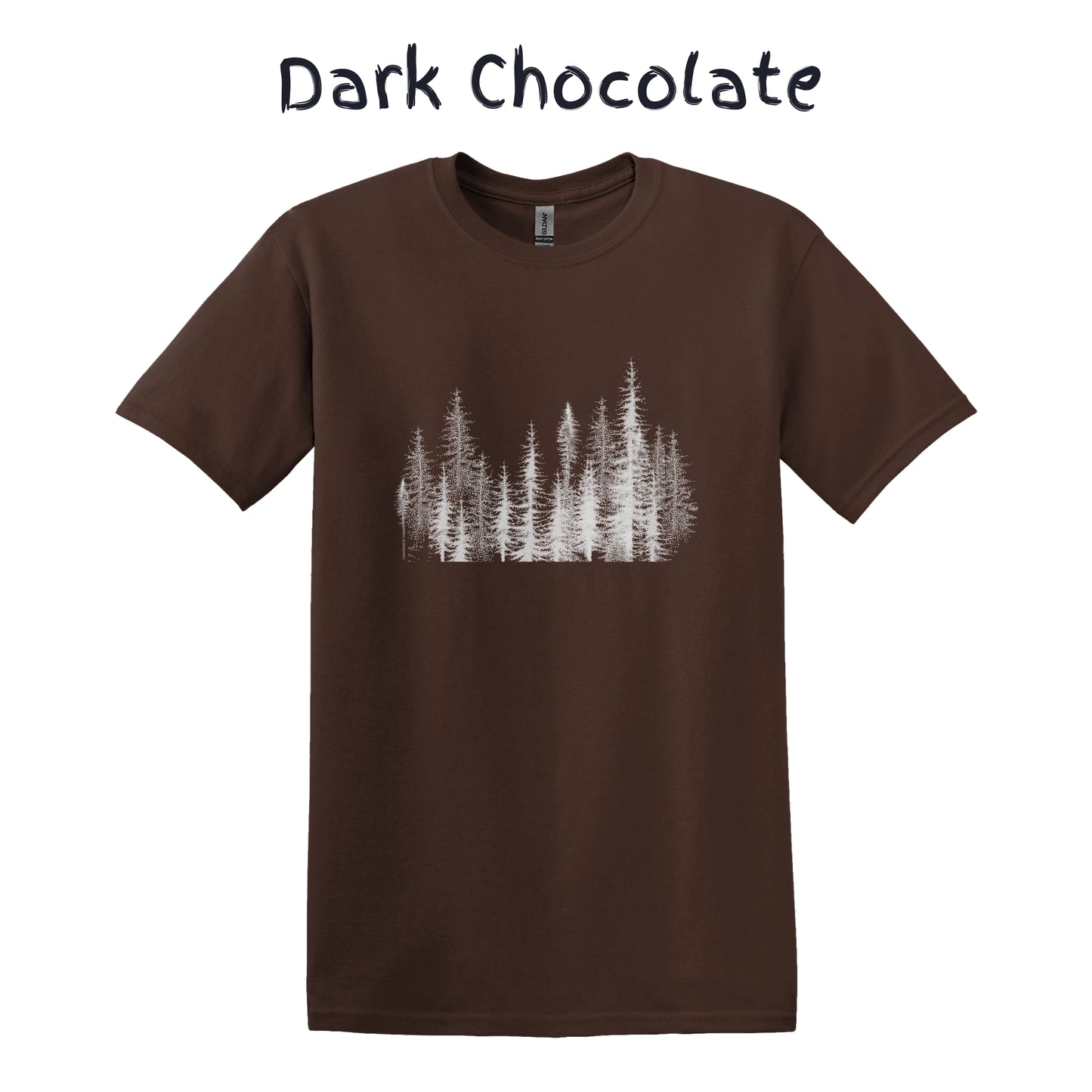 Men's Graphic Tee Pine Tree Line TShirt Hiking Camping Forest Adventure Wear Outdoorsy Nature Lover