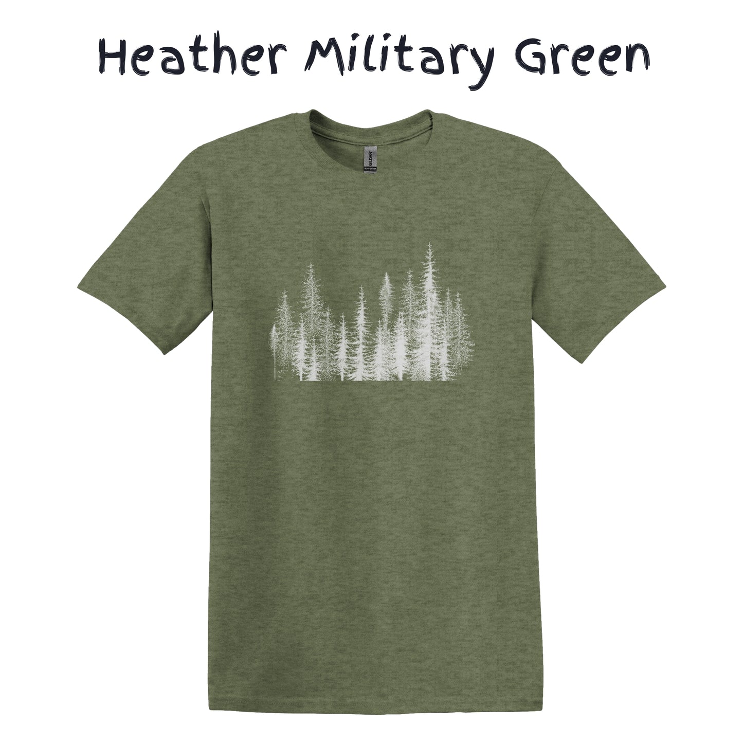 Men's Graphic Tee Pine Tree Line TShirt Hiking Camping Forest Adventure Wear Outdoorsy Nature Lover