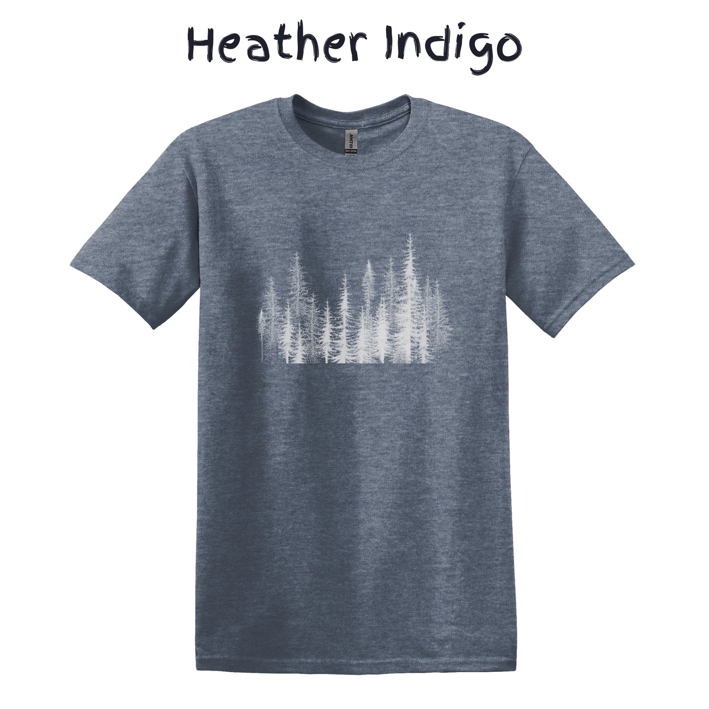 Men's Graphic Tee Pine Tree Line TShirt Hiking Camping Forest Adventure Wear Outdoorsy Nature Lover