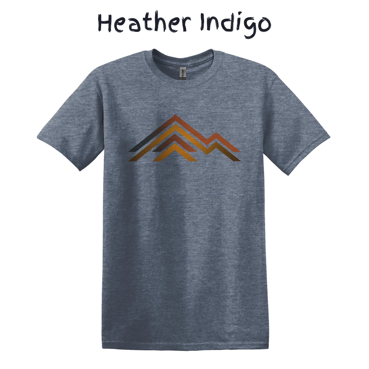 Men's Retro TShirt Mountain Range Graphic Tee - 3 Lines Brown Orangey Colors