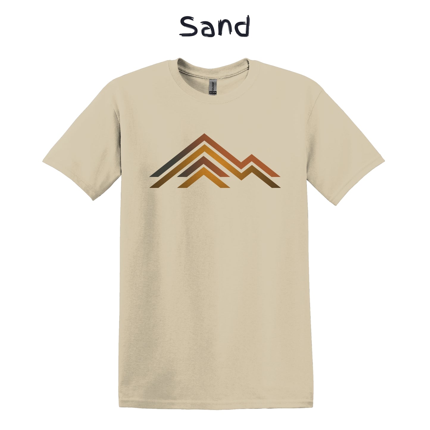Men's Retro TShirt Mountain Range Graphic Tee - 3 Lines Brown Orangey Colors