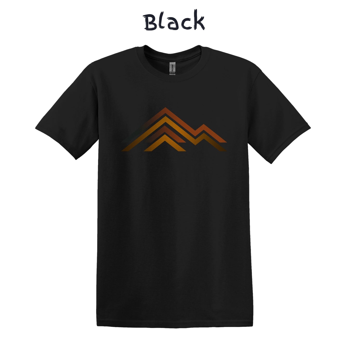 Men's Retro TShirt Mountain Range Graphic Tee - 3 Lines Brown Orangey Colors