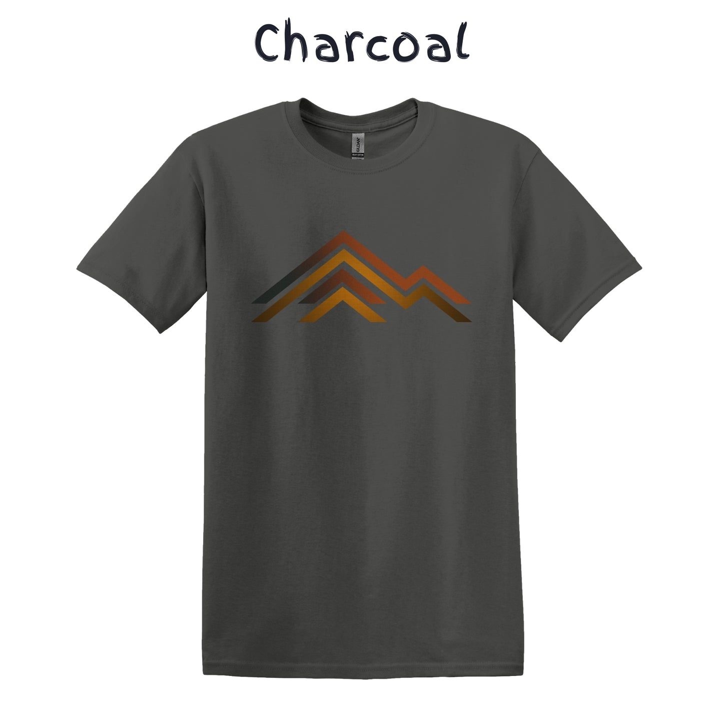 Men's Retro TShirt Mountain Range Graphic Tee - 3 Lines Brown Orangey Colors