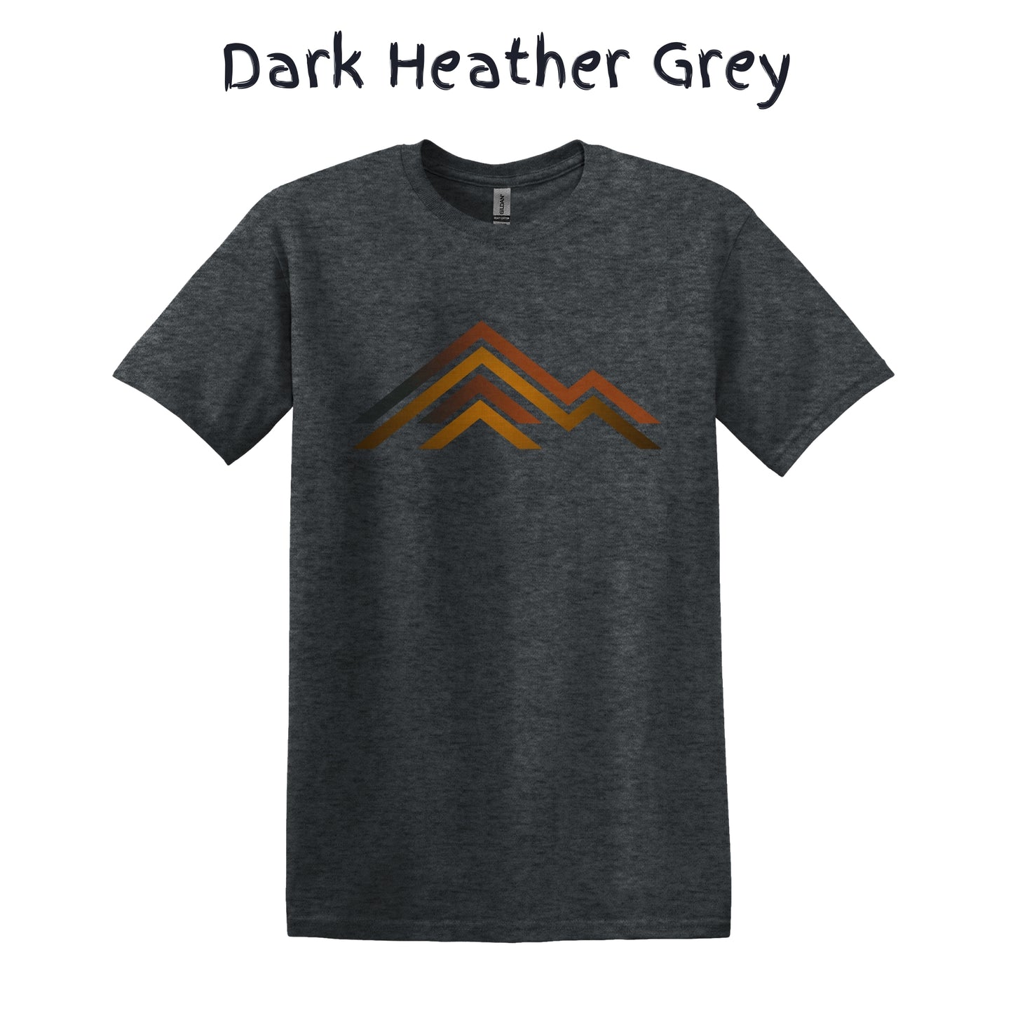 Men's Retro TShirt Mountain Range Graphic Tee - 3 Lines Brown Orangey Colors