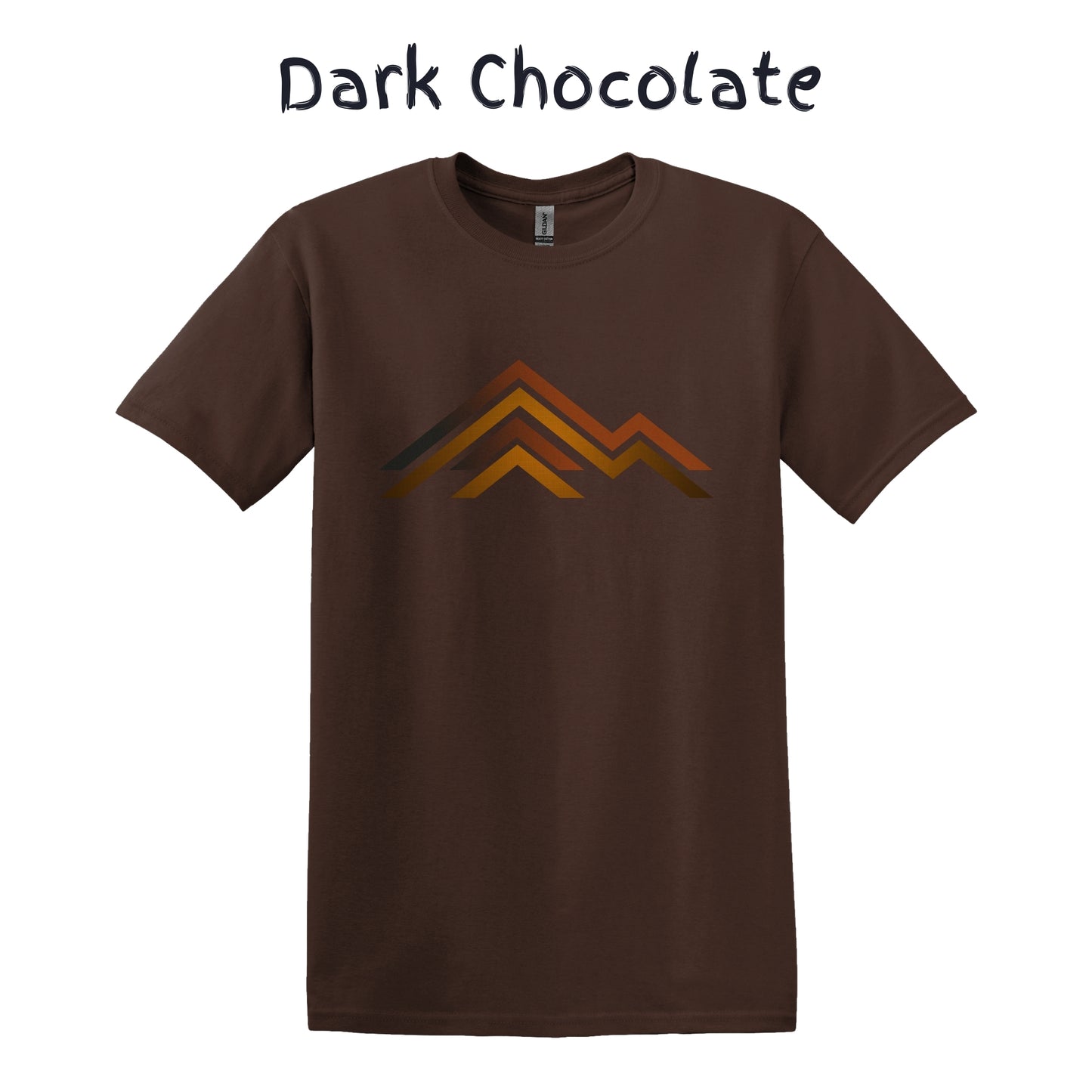 Men's Retro TShirt Mountain Range Graphic Tee - 3 Lines Brown Orangey Colors