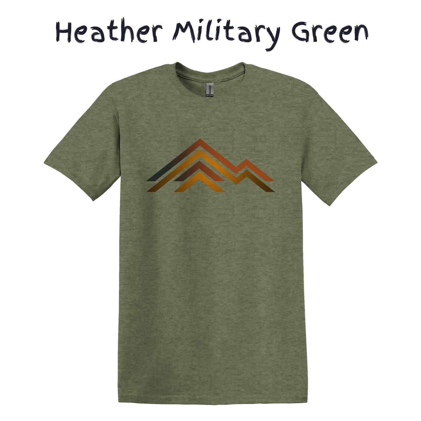 Men's Retro TShirt Mountain Range Graphic Tee - 3 Lines Brown Orangey Colors