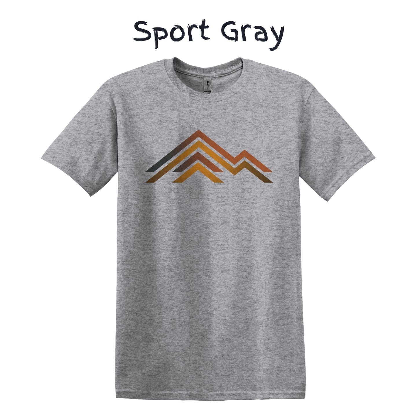 Men's Retro TShirt Mountain Range Graphic Tee - 3 Lines Brown Orangey Colors