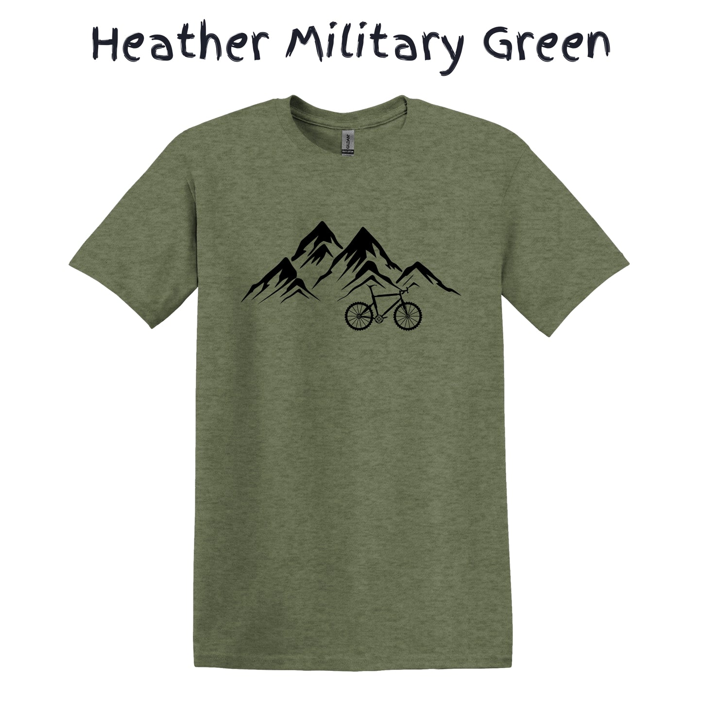 Mountain Bike T-Shirt Biking Shirt MTB - Bike in Front of a Mountain