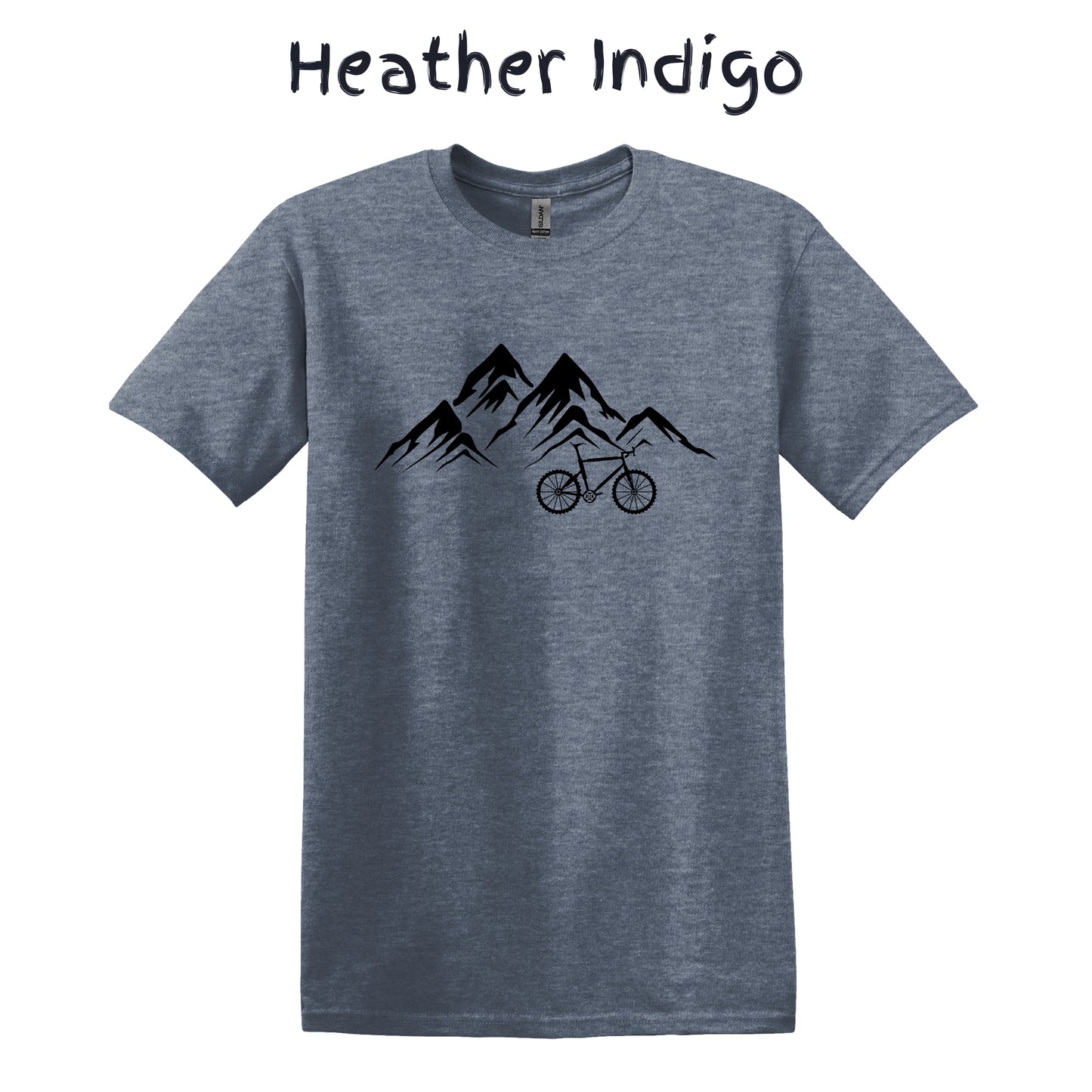 Mountain Bike T-Shirt Biking Shirt MTB - Bike in Front of a Mountain