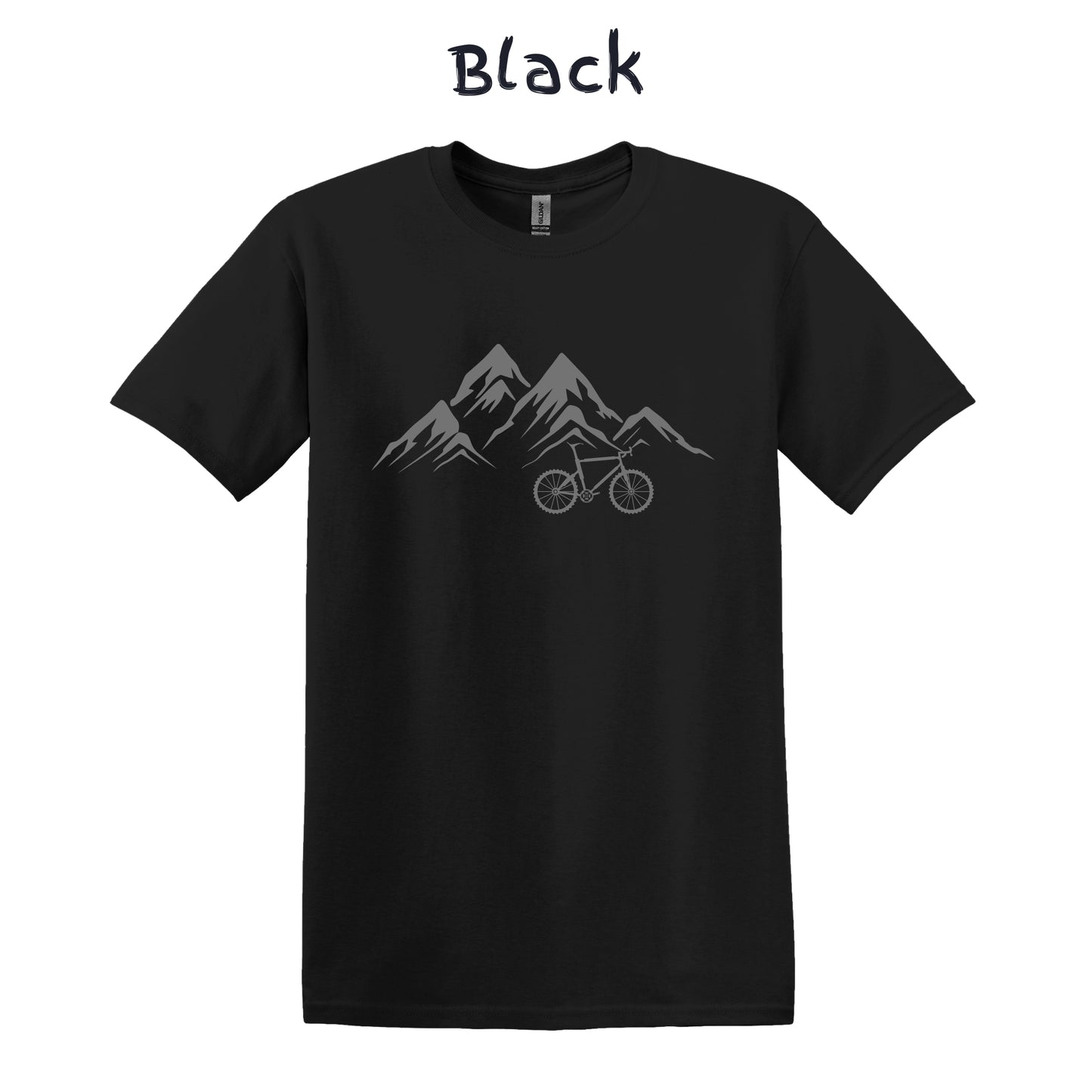 Mountain Bike T-Shirt Biking Shirt MTB - Bike in Front of a Mountain