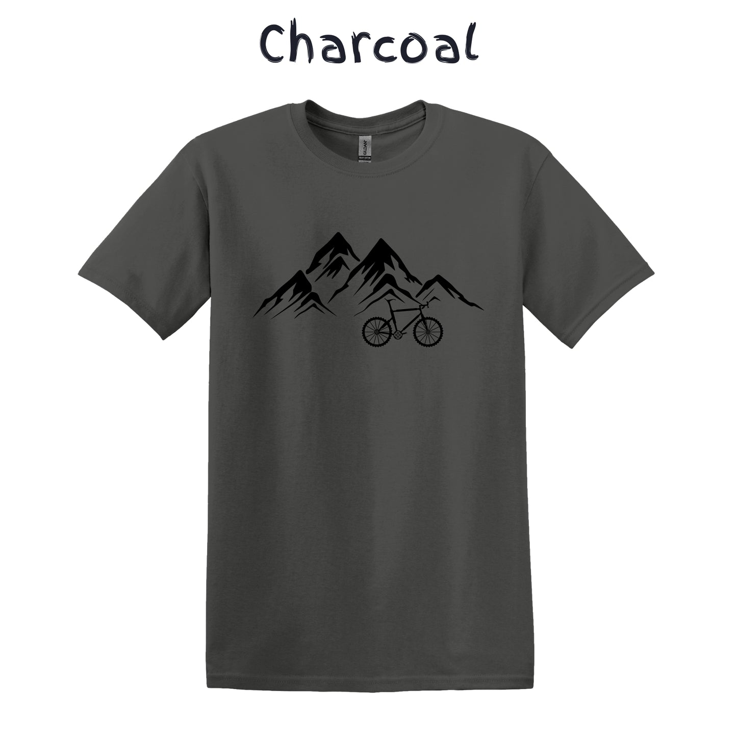 Mountain Bike T-Shirt Biking Shirt MTB - Bike in Front of a Mountain