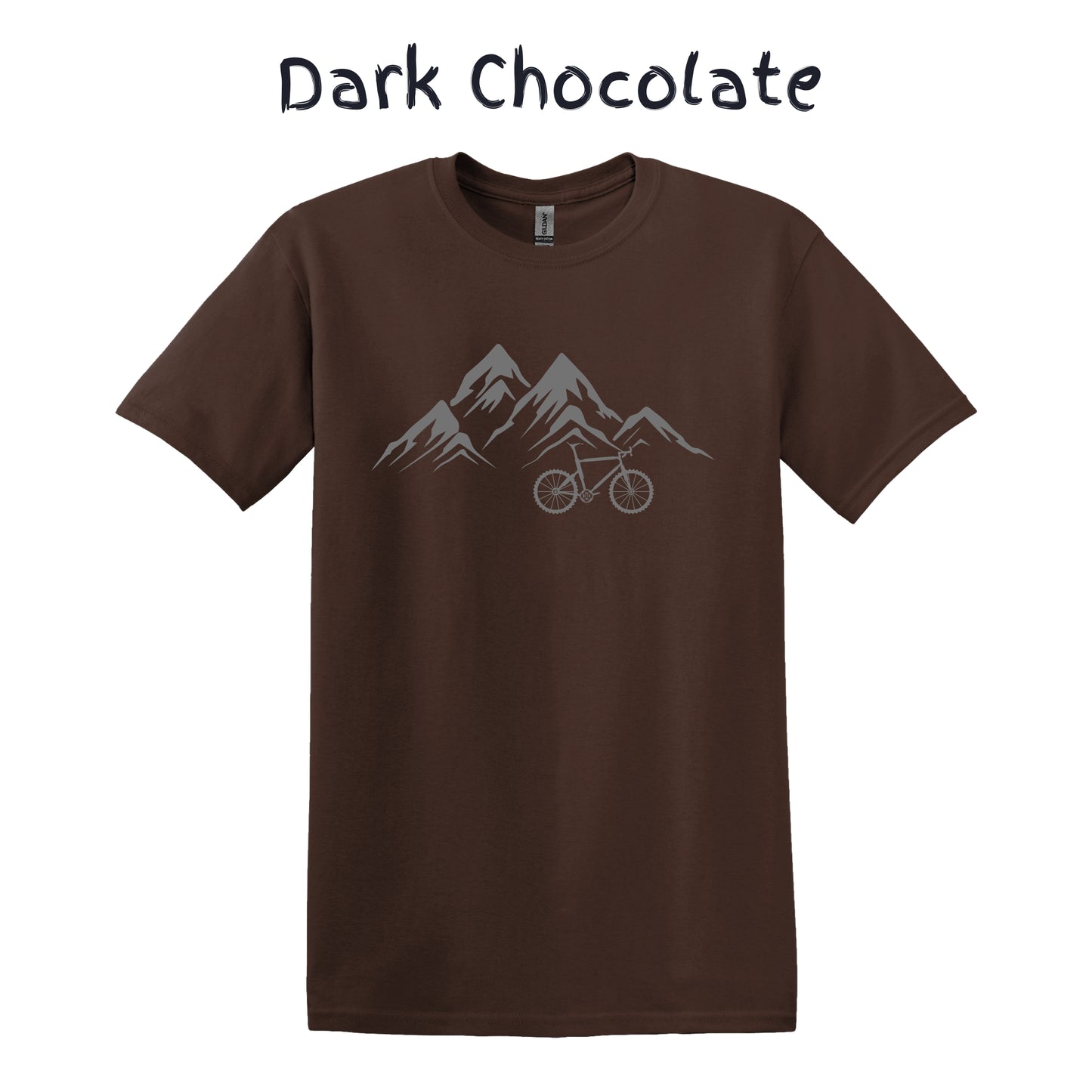 Mountain Bike T-Shirt Biking Shirt MTB - Bike in Front of a Mountain