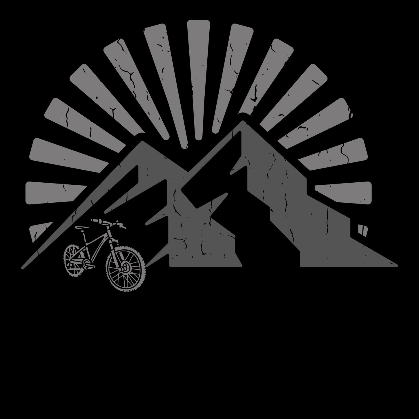 Mountain Bike T-Shirt MTB Biker Biking Shirt Adventure TShirt Cycling - Gray Bike in Front of Mountain