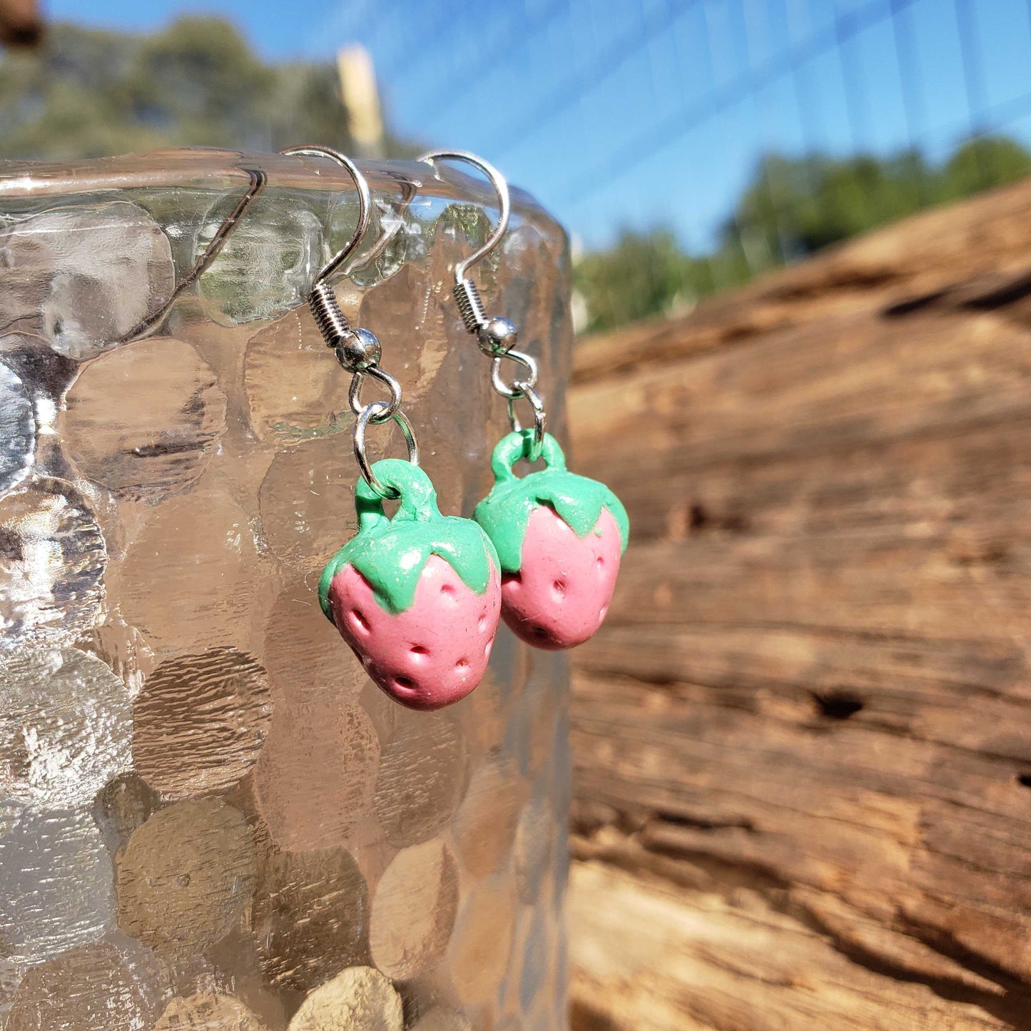 Mini Strawberry Earrings – Handmade Polymer Clay Fruit Jewelry for Cute Everyday Style