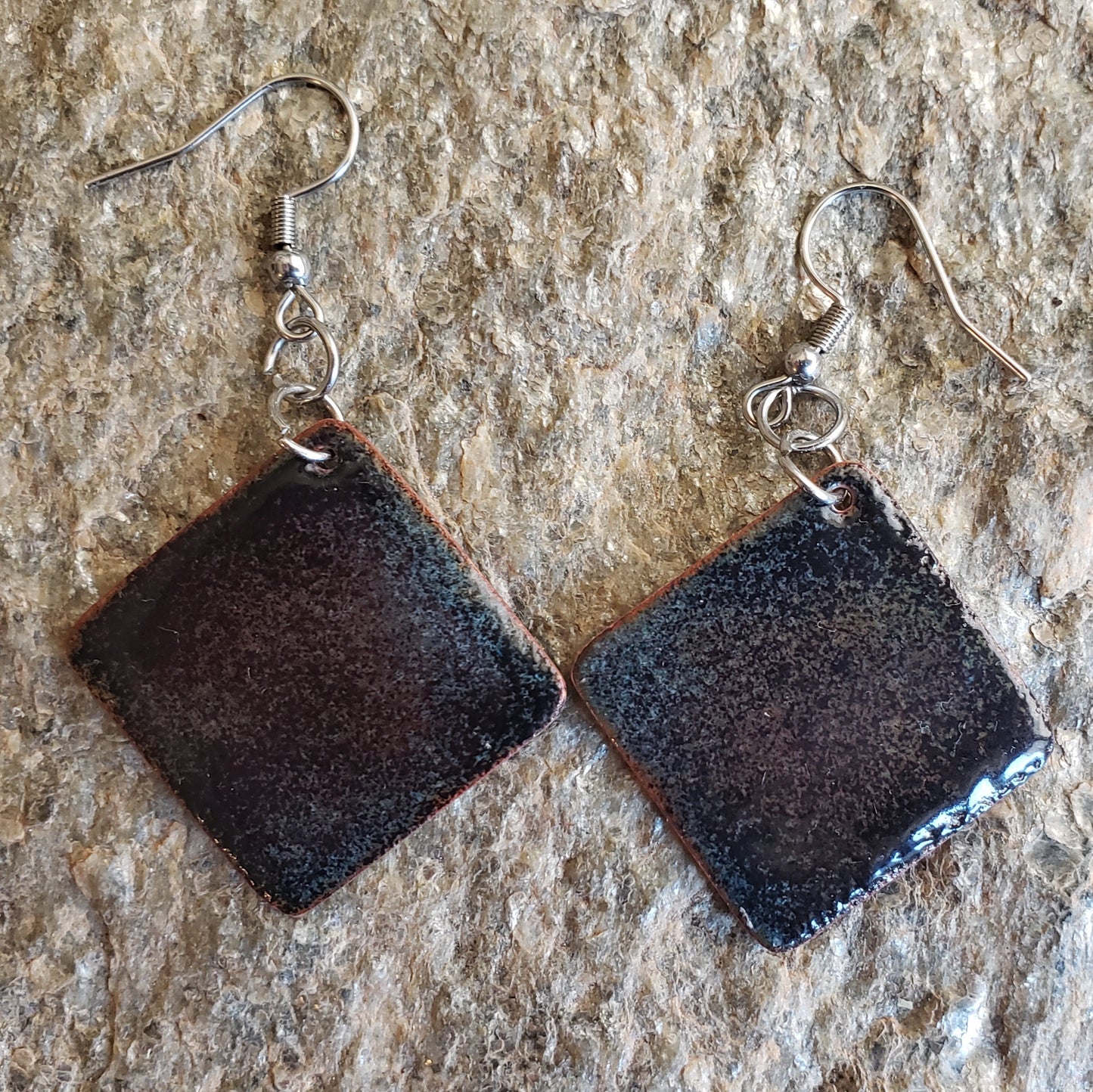 Enameled copper earring counter enamel