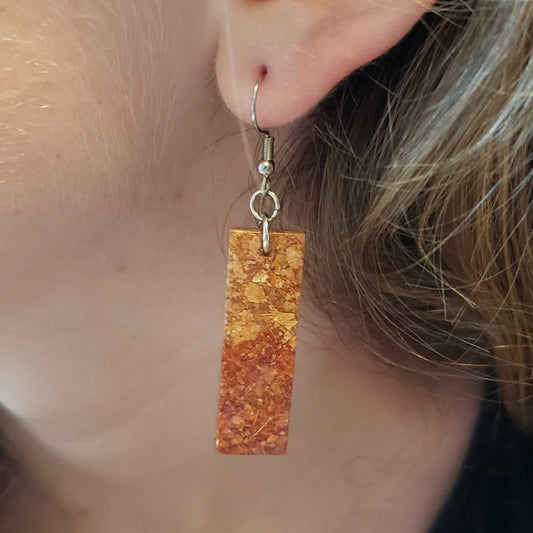 Autumn Brown Dangle Earrings Boho Style Earthy With Dried Leaves