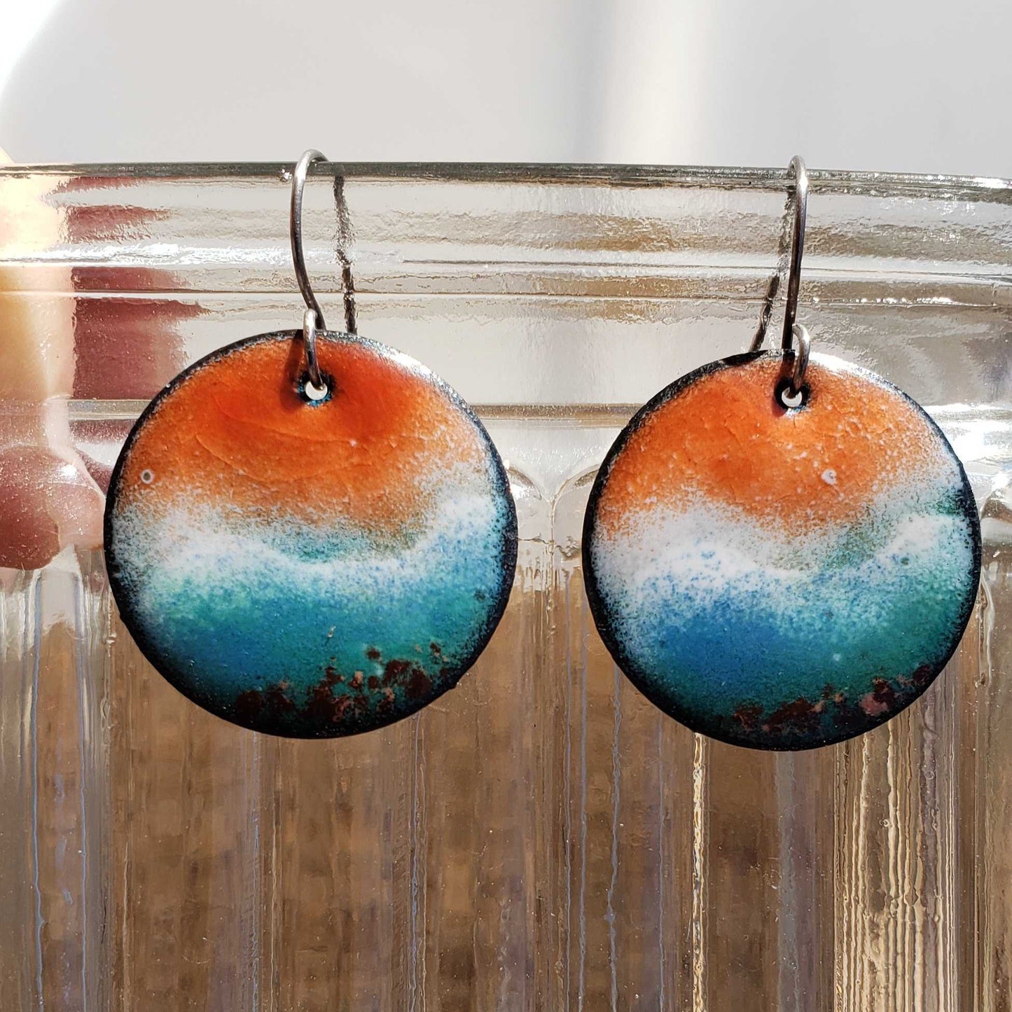 Ocean-Inspired Copper Dangle Earrings Beach Sunset Boho Jewelry