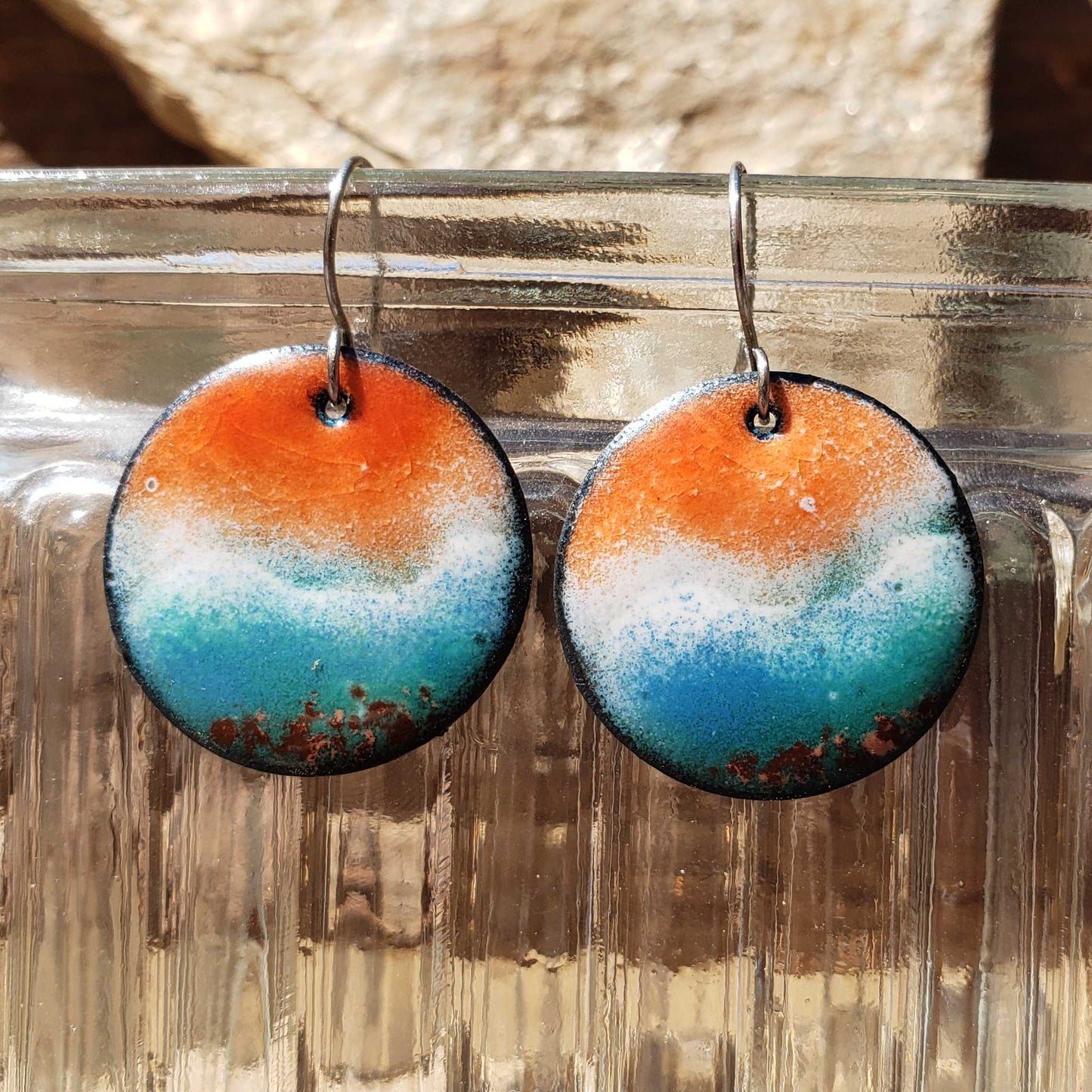 Ocean-Inspired Copper Dangle Earrings Beach Sunset Boho Jewelry