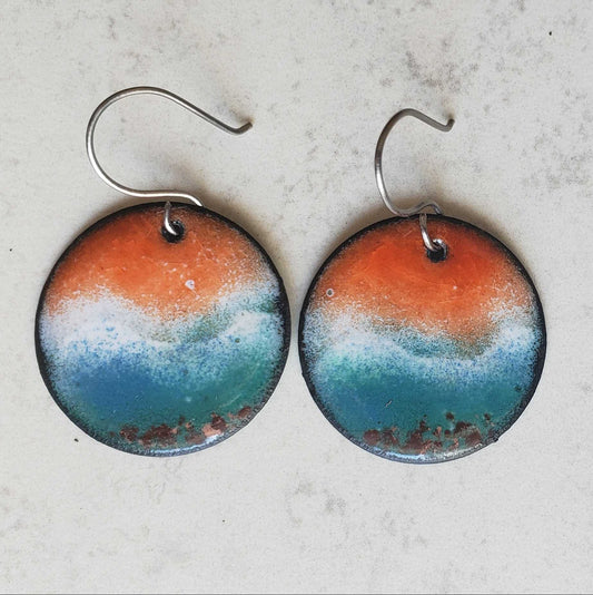 Ocean-Inspired Copper Dangle Earrings Beach Sunset Boho Jewelry