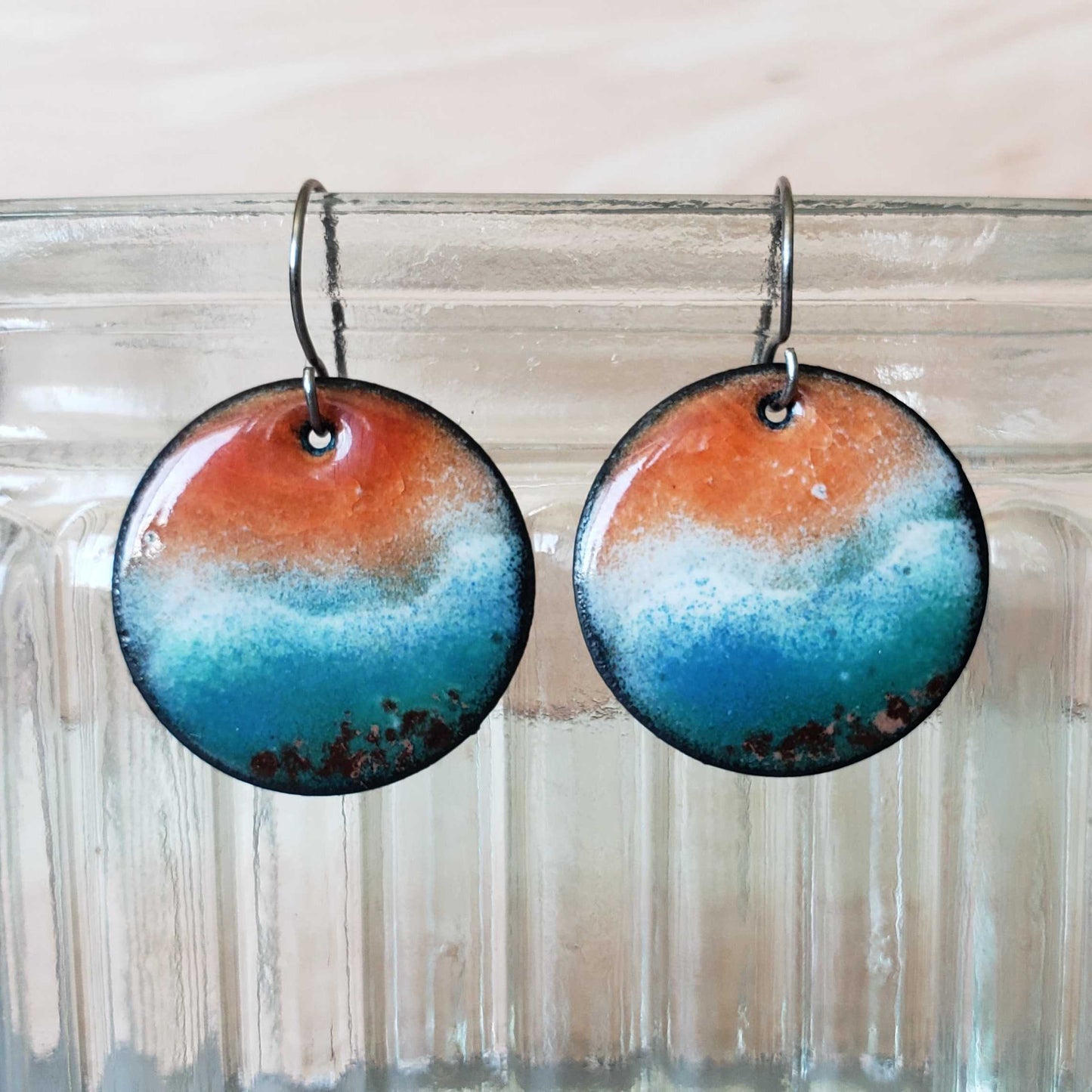 Ocean-Inspired Copper Dangle Earrings Beach Sunset Boho Jewelry