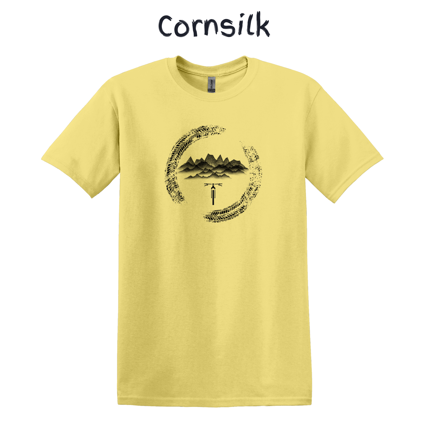 Mountain Bike T-Shirt Men's MTB Graphic Tee Tire Tracks Biking Biker Gray