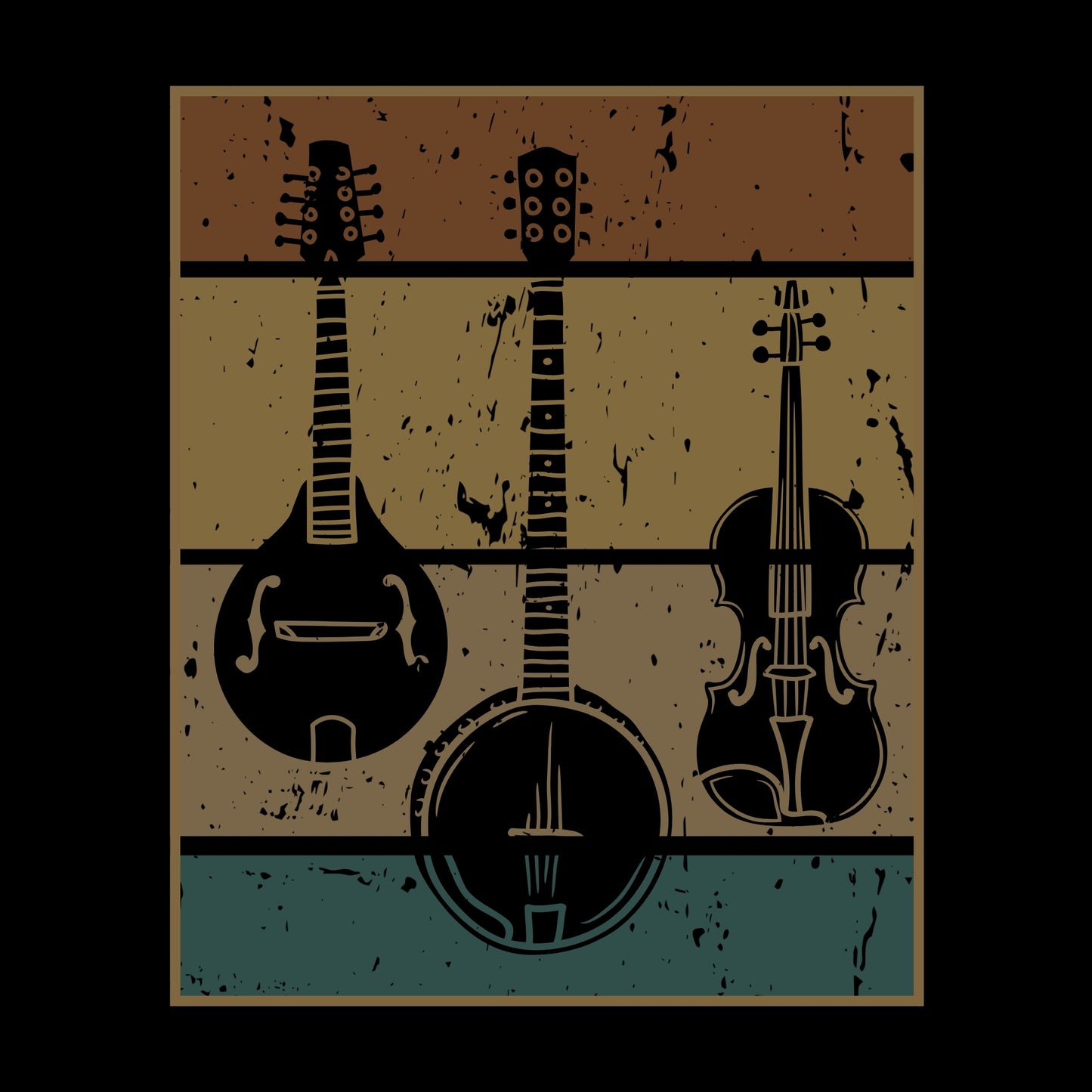 Men's Bluegrass Tshirt Banjo Mandolin Fiddle T-Shirt