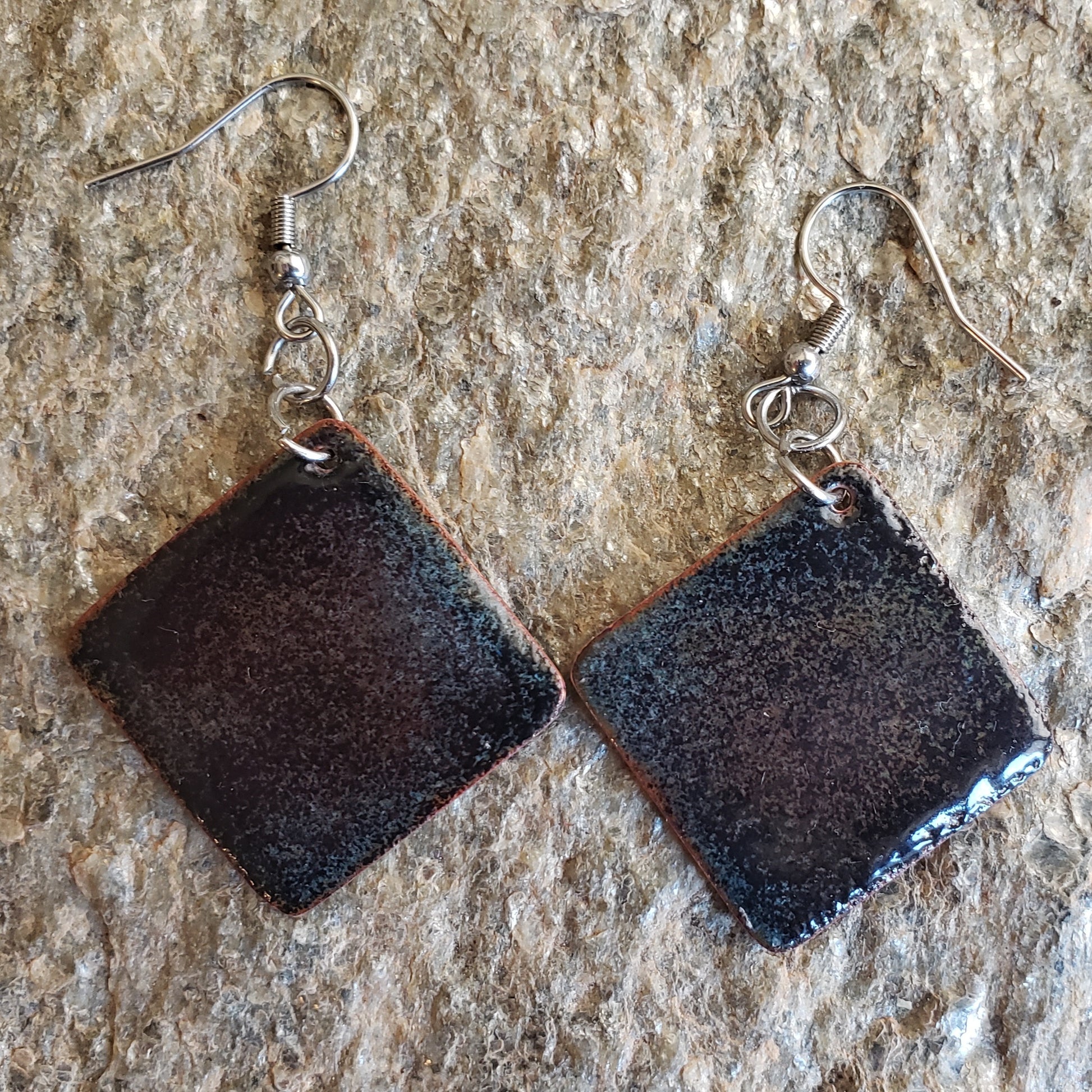 Enameled copper earring counter enamel